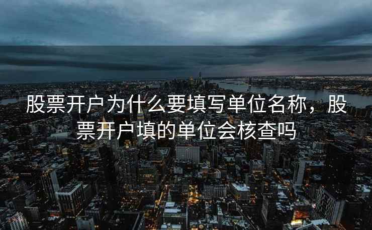 股票开户为什么要填写单位名称，股票开户填的单位会核查吗