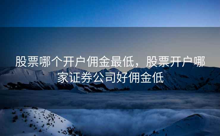 股票哪个开户佣金最低，股票开户哪家证券公司好佣金低