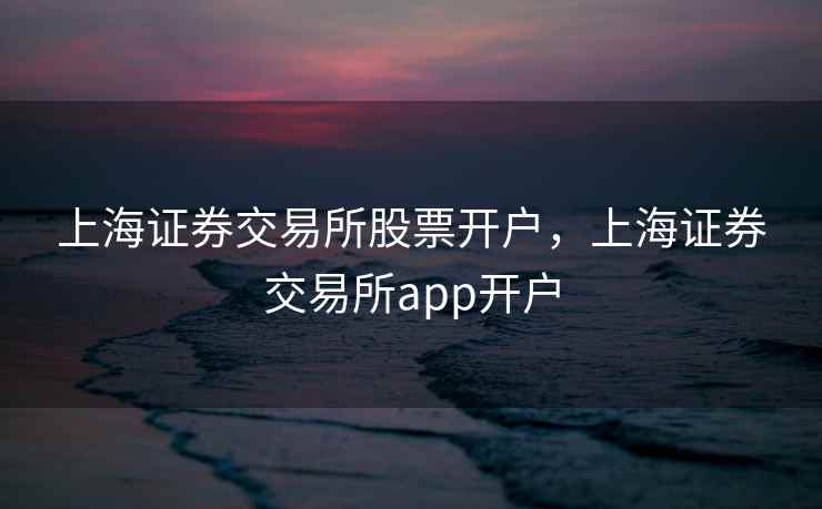 上海证券交易所股票开户，上海证券交易所app开户