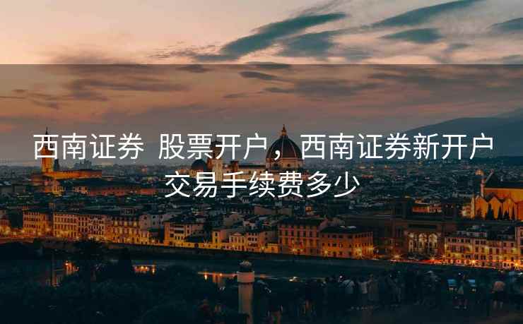 西南证券  股票开户，西南证券新开户交易手续费多少