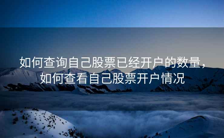 如何查询自己股票已经开户的数量,如何查看自己股票开户情况 如何查询自己股票已经开户的数量,如何查看自己股票开户情况