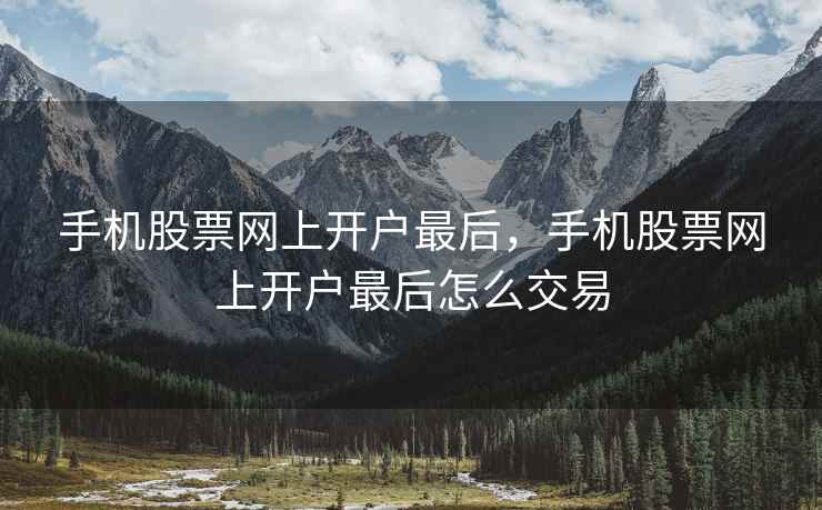 手机股票网上开户最后，手机股票网上开户最后怎么交易