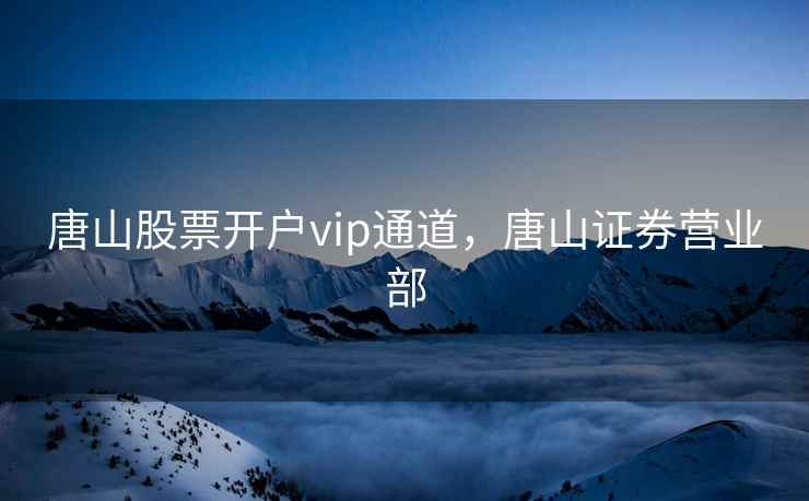 唐山股票开户vip通道，唐山证券营业部