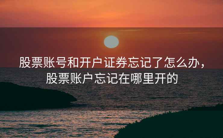 股票账号和开户证券忘记了怎么办，股票账户忘记在哪里开的