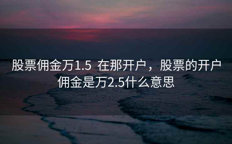 股票佣金万1.5  在那开户，股票的开户佣金是万2.5什么意思