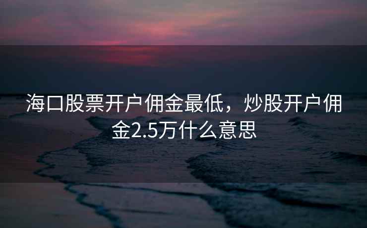 海口股票开户佣金最低，炒股开户佣金2.5万什么意思